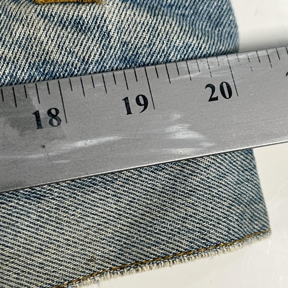 Vintage‎ Structure Distressed Jean Jacket Mens L Blue Denim Trucker Western 90s - Picture 9 of 14